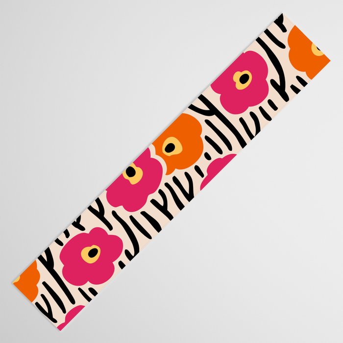 Floral  Pattern Hot Pink and Orange Table Runner Gallery Image 3