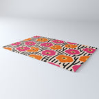 Floral  Pattern Hot Pink and Orange Rug Gallery Image 3