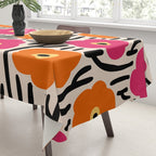 Floral  Pattern Hot Pink and Orange Tablecloth Gallery Image 3