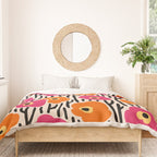 Floral  Pattern Hot Pink and Orange Duvet Cover Gallery Image 3