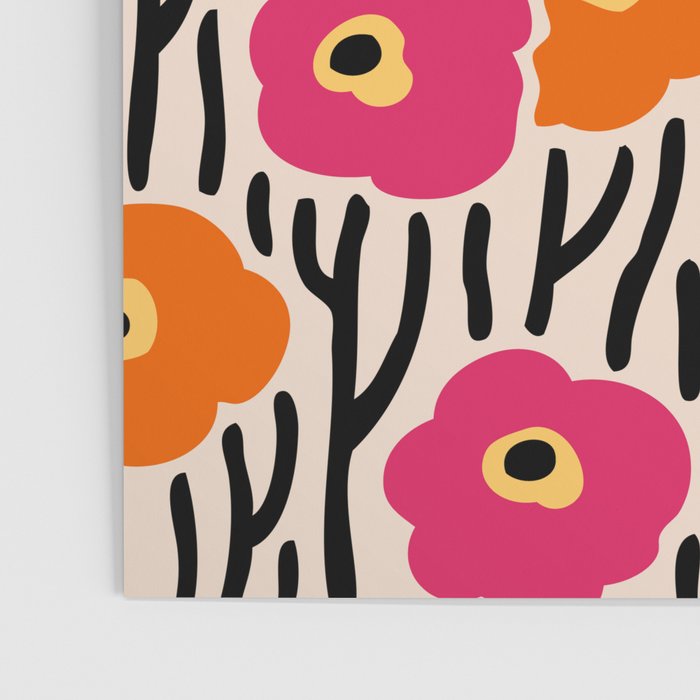 Floral  Pattern Hot Pink and Orange Poster Gallery Image 3