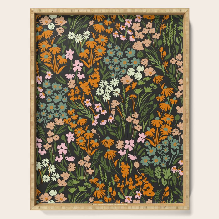 Night in the flowered meadow Serving Tray Gallery Image 1
