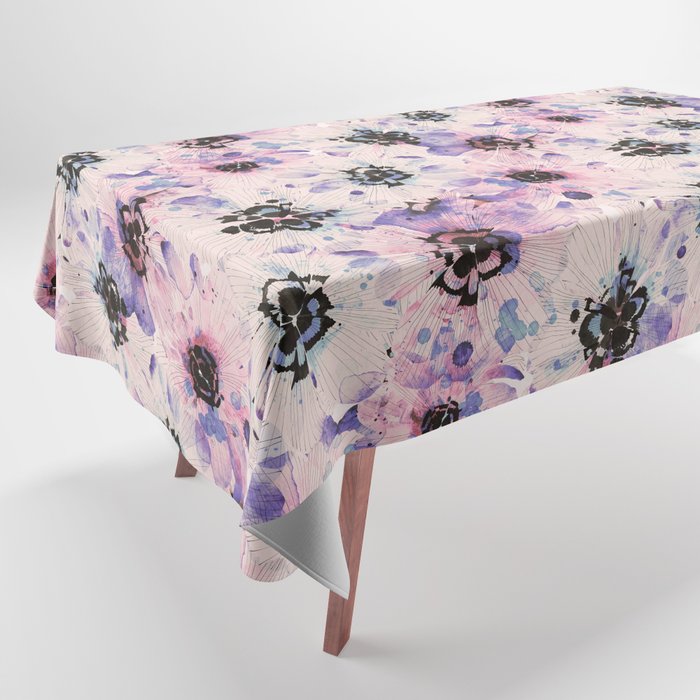 Abstract flowered paint modern Tablecloth Gallery Image 1