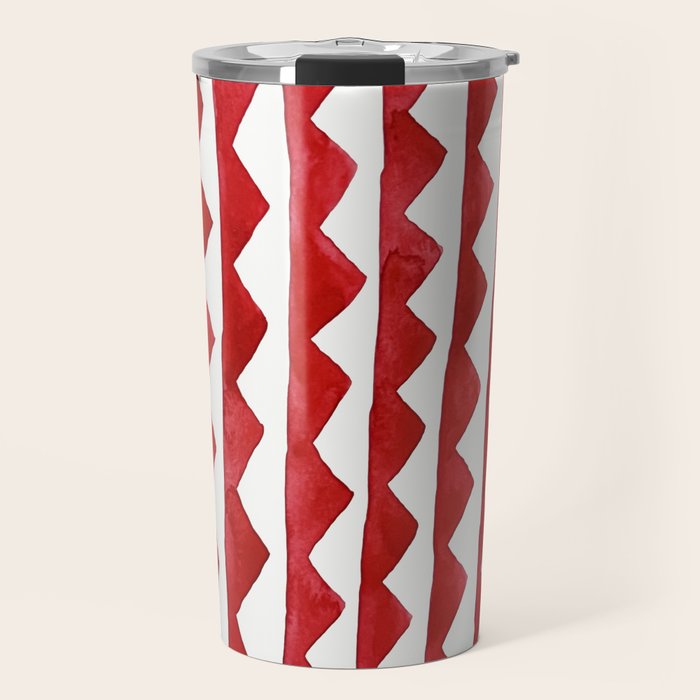 Red Triangle Lines Travel Mug Gallery Image 1