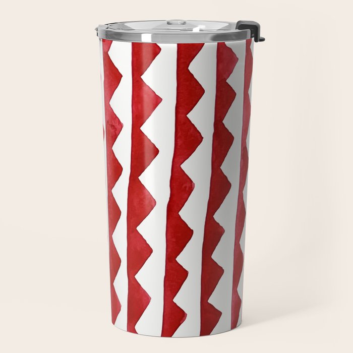 Red Triangle Lines Travel Mug Gallery Image 2