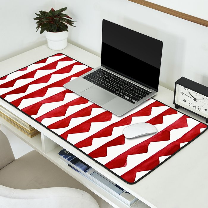 Red Triangle Lines Desk Mat Gallery Image 2