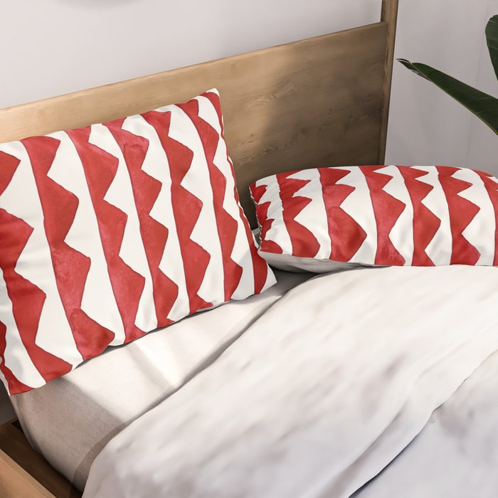 Red Triangle Lines Pillow Sham Gallery Image 2