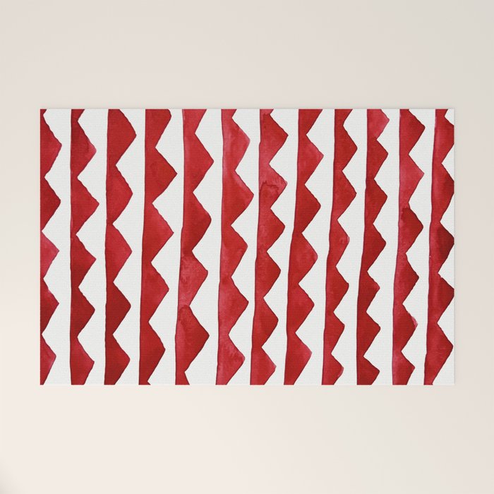 Red Triangle Lines Welcome Mat Gallery Image 1