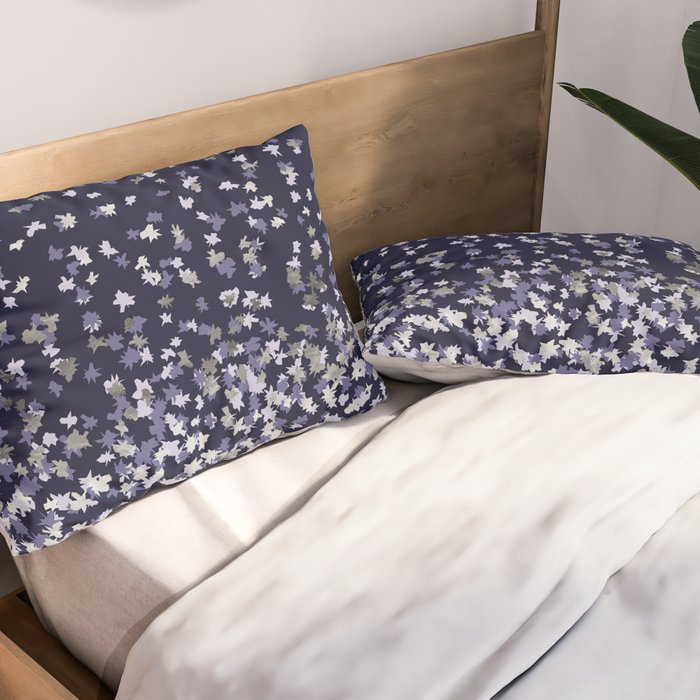 Floating Confetti - Navy Blue and Silver Pillow Sham Gallery Image 2