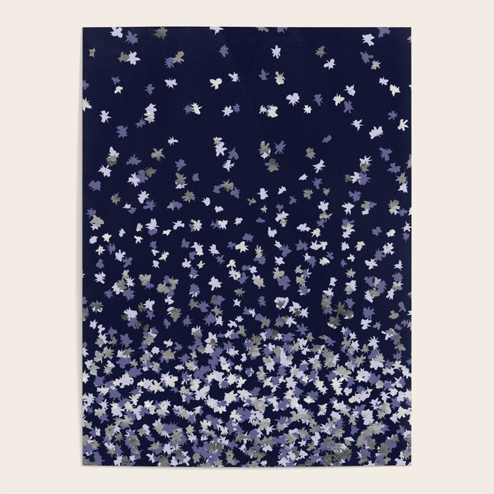 Floating Confetti - Navy Blue and Silver Poster Gallery Image 4