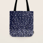 Floating Confetti - Navy Blue and Silver Tote Bag Gallery Image 1