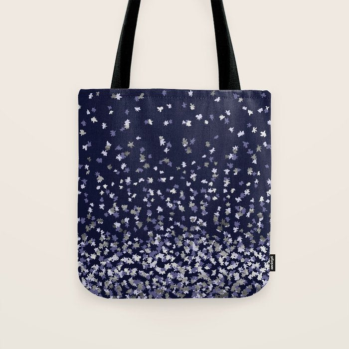 Floating Confetti - Navy Blue and Silver Tote Bag Gallery Image 1