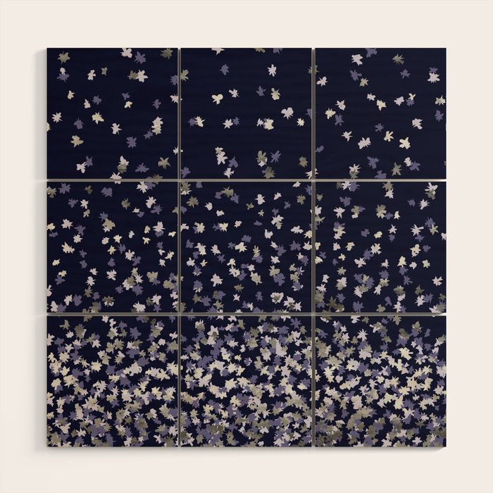 Floating Confetti - Navy Blue and Silver Wood Wall Art Gallery Image 1
