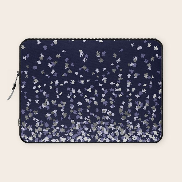 Floating Confetti - Navy Blue and Silver Laptop Sleeve Gallery Image 1