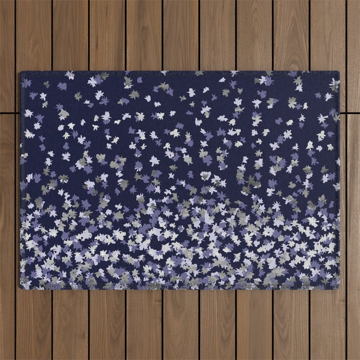Floating Confetti - Navy Blue and Silver Outdoor Rug Gallery Image 1