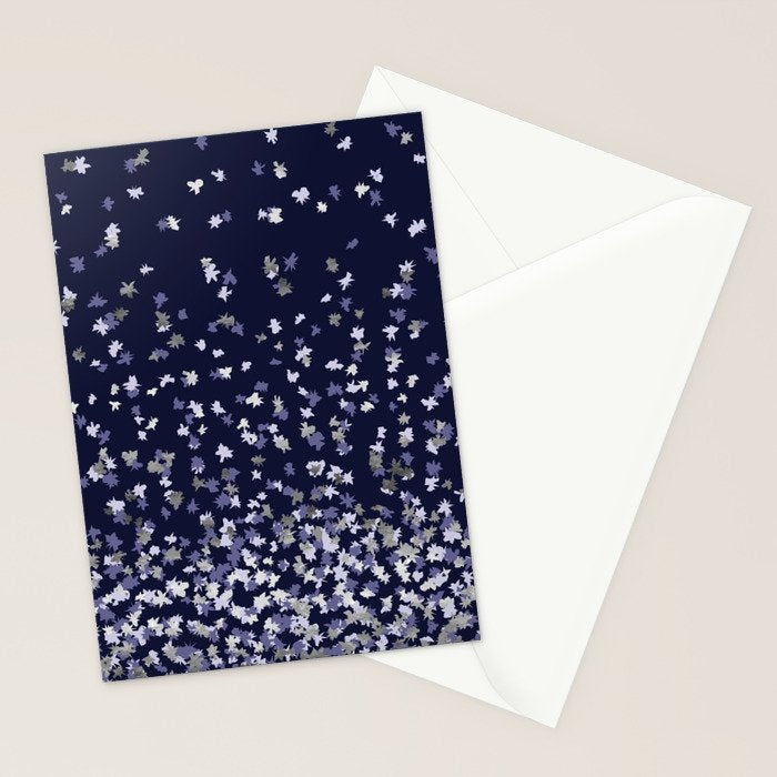Floating Confetti - Navy Blue and Silver Stationery Card Gallery Image 2