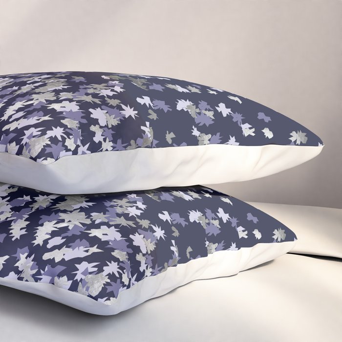 Floating Confetti - Navy Blue and Silver Pillow Sham Gallery Image 3