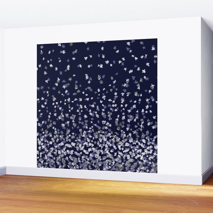 Floating Confetti - Navy Blue and Silver Wall Mural Gallery Image 2