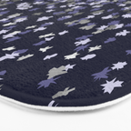 Floating Confetti - Navy Blue and Silver Bath Mat Gallery Image 3