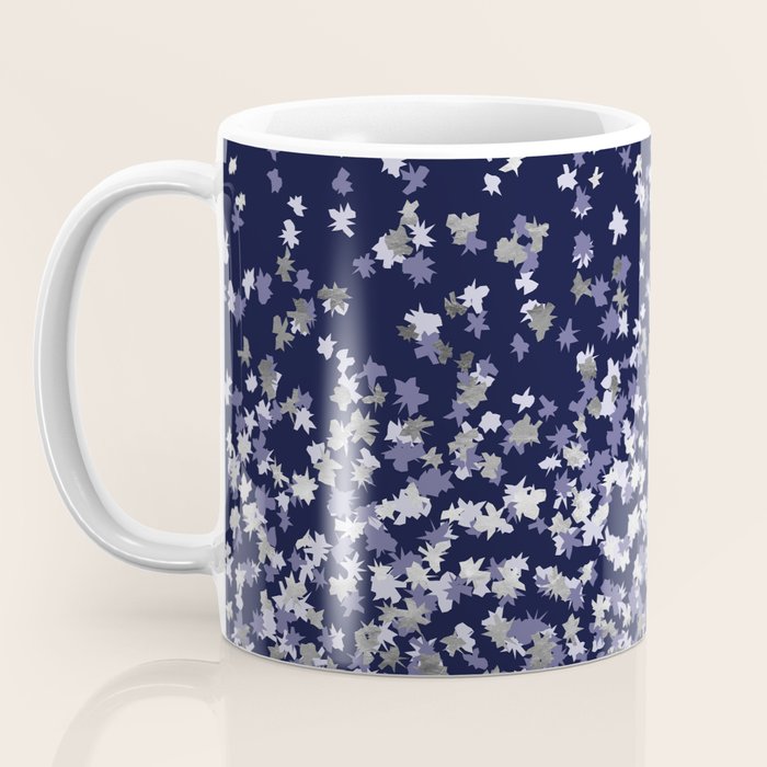 Floating Confetti - Navy Blue and Silver Coffee Mug Gallery Image 3