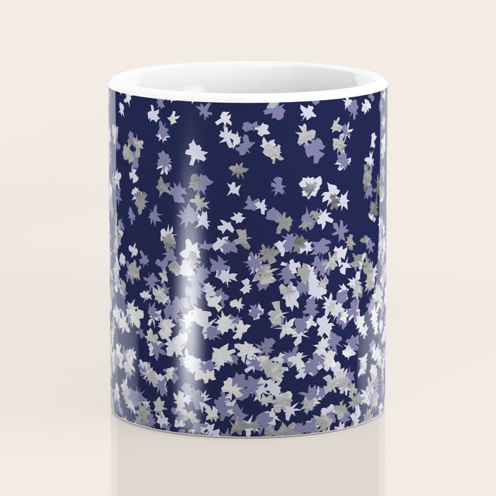 Floating Confetti - Navy Blue and Silver Coffee Mug Gallery Image 4