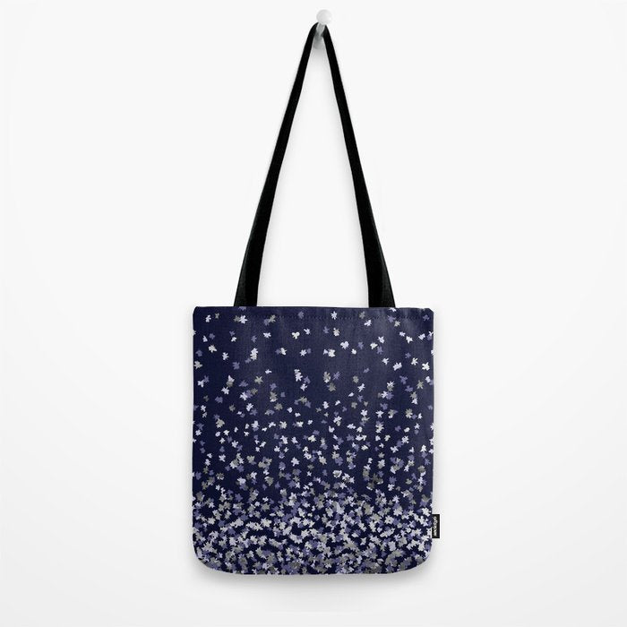 Floating Confetti - Navy Blue and Silver Tote Bag Gallery Image 2