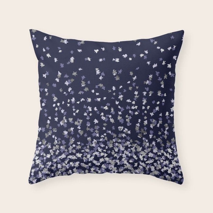 Floating Confetti - Navy Blue and Silver Throw Pillow Gallery Image 6