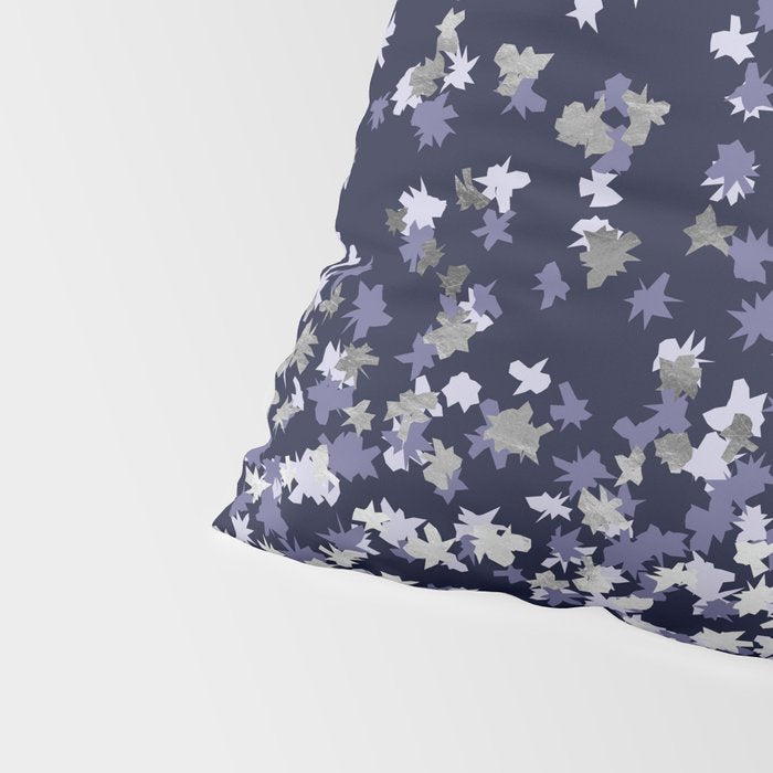Floating Confetti - Navy Blue and Silver Pillow Sham Gallery Image 4