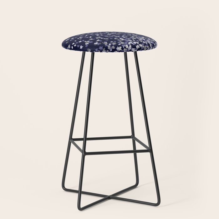 Floating Confetti - Navy Blue and Silver Stool Gallery Image 1