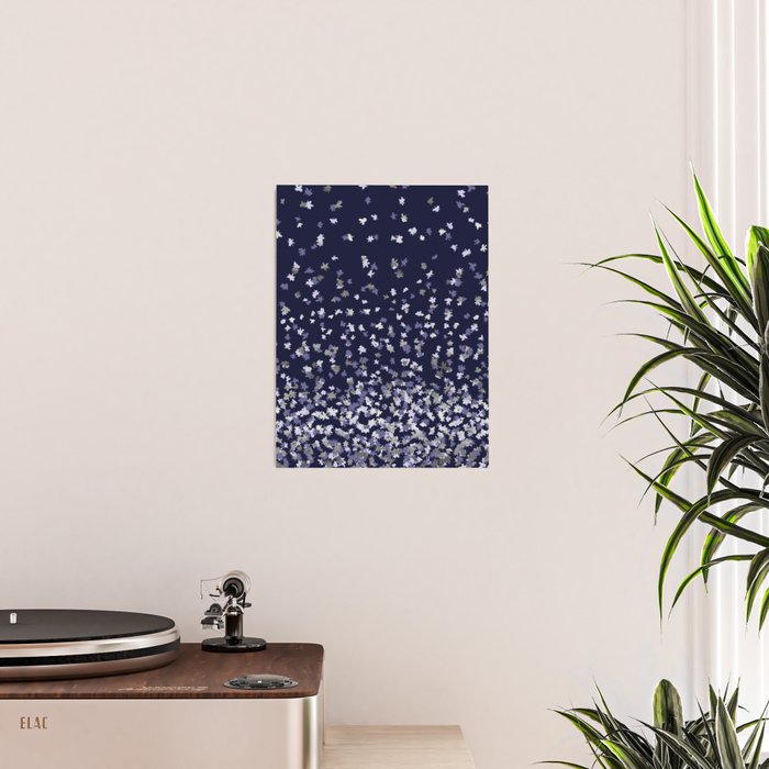 Floating Confetti - Navy Blue and Silver Poster Gallery Image 2