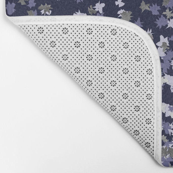 Floating Confetti - Navy Blue and Silver Bath Mat Gallery Image 2