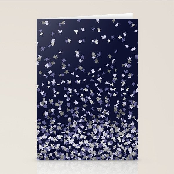 Floating Confetti - Navy Blue and Silver Stationery Card Gallery Image 1