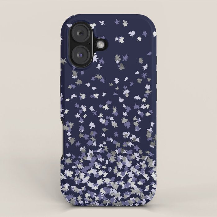 Floating Confetti - Navy Blue and Silver iPhone Case Gallery Image 1