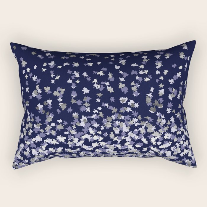 Floating Confetti - Navy Blue and Silver Rectangular Pillow Gallery Image 2