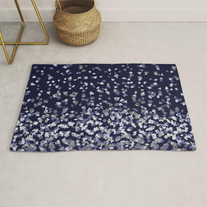 Floating Confetti - Navy Blue and Silver Rug Gallery Image 1