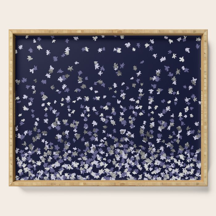 Floating Confetti - Navy Blue and Silver Serving Tray Gallery Image 1