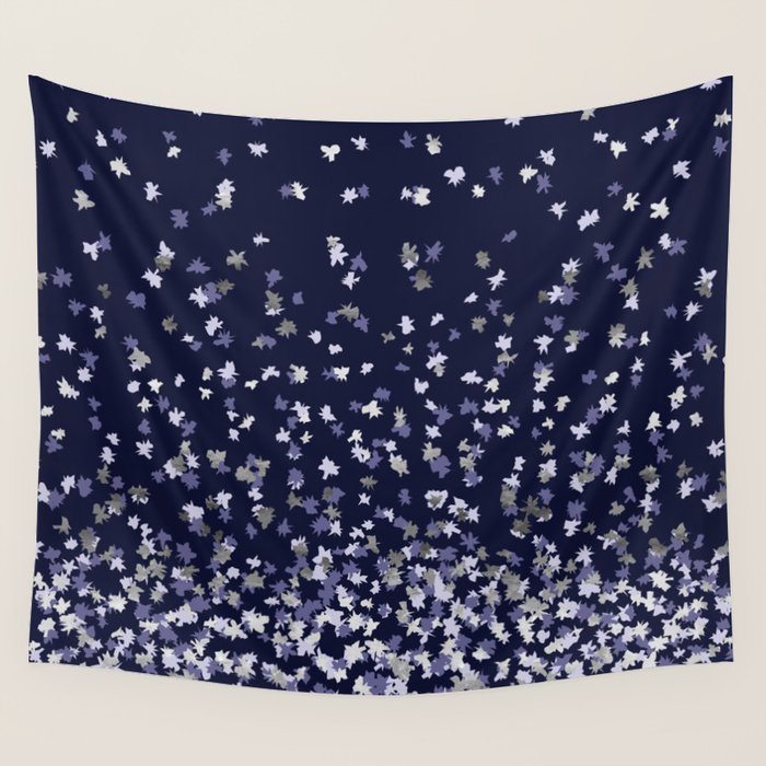 Floating Confetti - Navy Blue and Silver Wall Tapestry Gallery Image 4