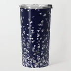 Floating Confetti - Navy Blue and Silver Travel Mug Gallery Image 2