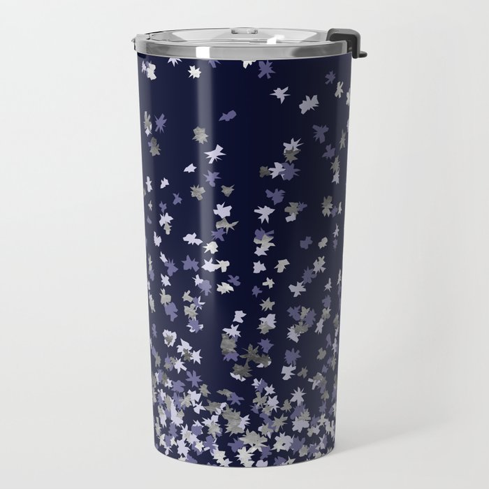 Floating Confetti - Navy Blue and Silver Travel Mug Gallery Image 2