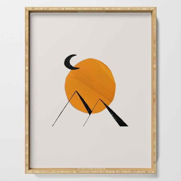 Minimalist Minimal Mid Century Abstract Middle Eastern Egypt Ancient Ruins Pyramids Moon Ejaaz Hanif Serving Tray Gallery Image 1