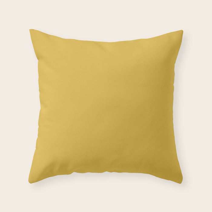 Light Mustard Yellow Solid Colour Throw Pillow Gallery Image 1