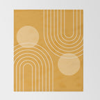 Mid Century Modern Geometric 118 in Yellow Gold Shades (Rainbow and Sun Abstraction) Throw Blanket Gallery Image 2