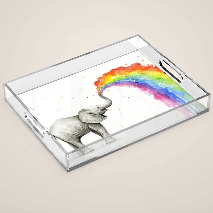 Rainbow Baby Elephant Acrylic Tray Gallery Image 1