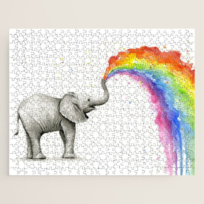 Rainbow Baby Elephant Jigsaw Puzzle Gallery Image 1