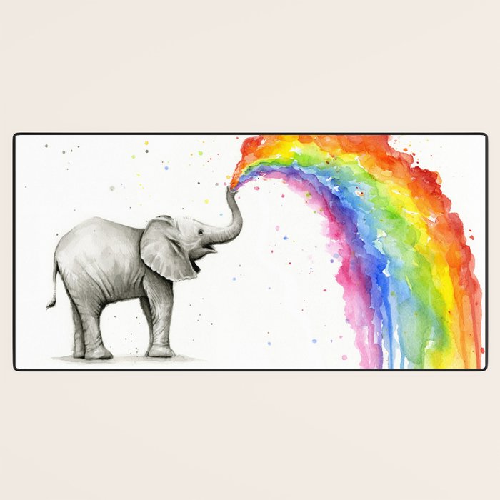 Rainbow Baby Elephant Desk Mat Gallery Image 3