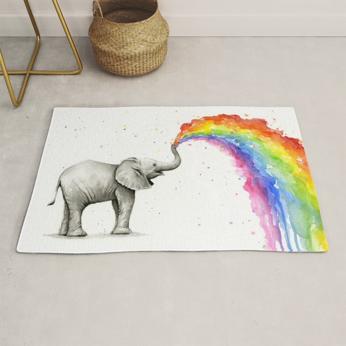 Rainbow Baby Elephant Rug Gallery Image 1