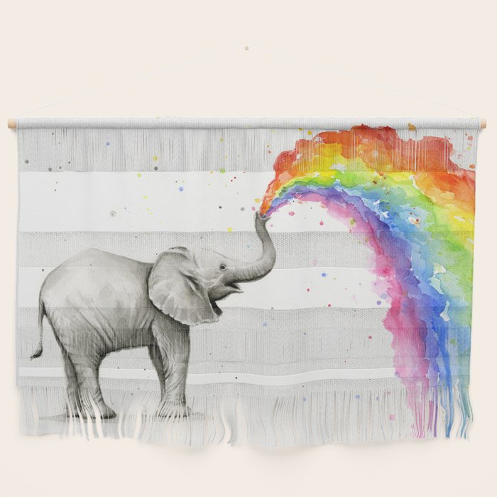 Rainbow Baby Elephant Wall Hanging Gallery Image 1
