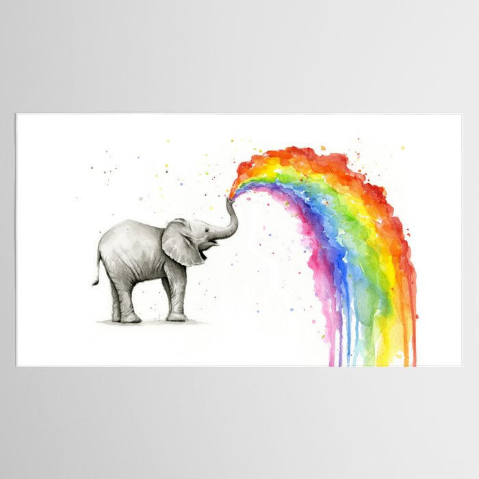 Rainbow Baby Elephant Tablecloth Gallery Image 2