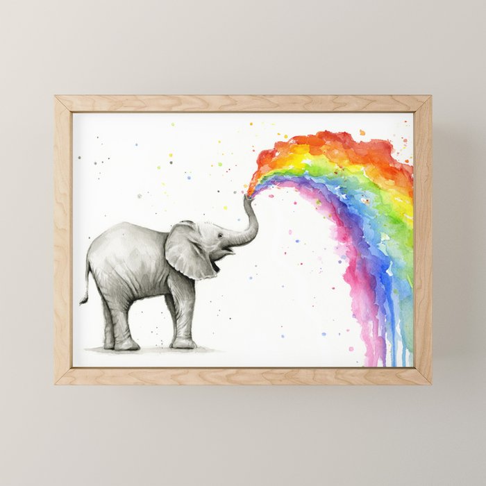 Rainbow Baby Elephant Mini Art Print Gallery Image 1