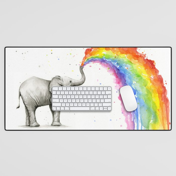 Rainbow Baby Elephant Desk Mat Gallery Image 1